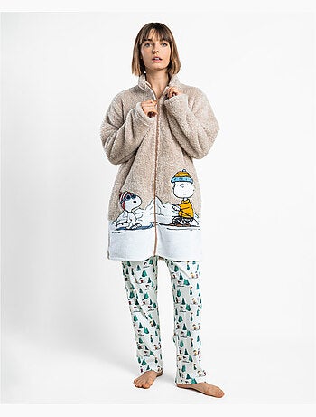 Robe de chambre chaude à manches longues Snoopy Mountain pour femme PEANUTS