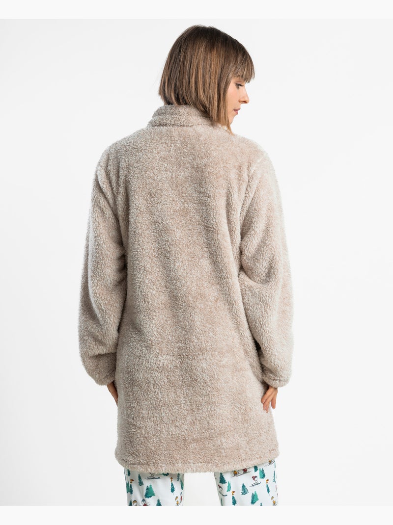 Robe de chambre chaude à manches longues Snoopy Mountain pour femme PEANUTS Beige - Kiabi