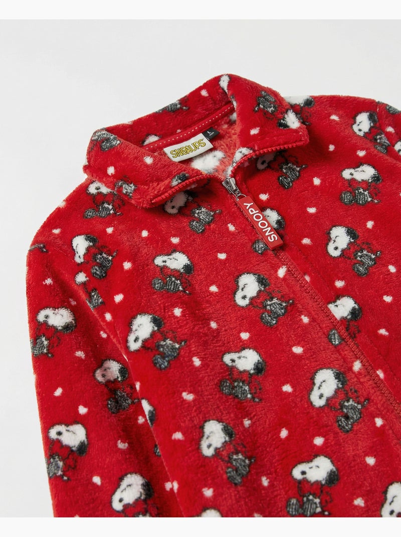 Robe de chambre chaude à manches longues Snoopy pour filles, motif Peanuts Rouge - Kiabi