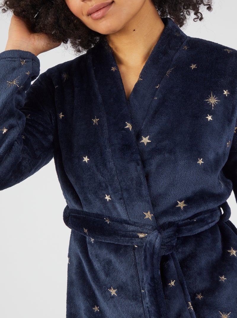 Robe de chambre chaude maille douce Thermolactyl - Damart Bleu - Kiabi