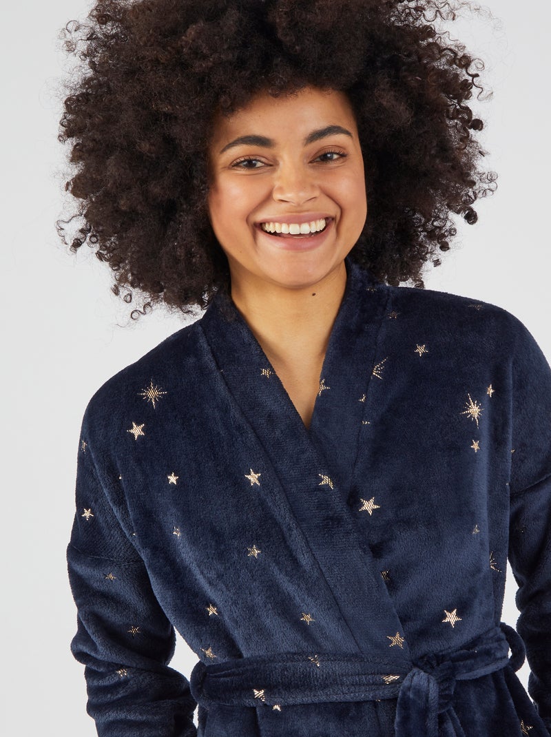 Robe de chambre chaude maille douce Thermolactyl - Damart Bleu - Kiabi