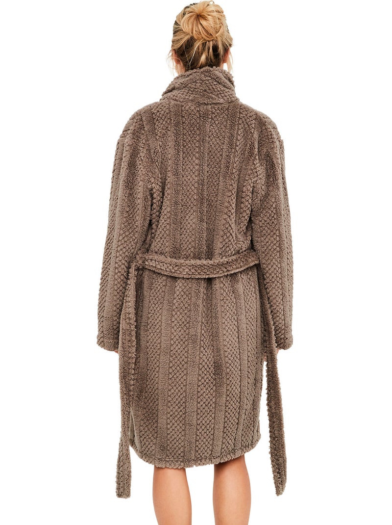 Robe de chambre col châle pc2 Marron - Kiabi