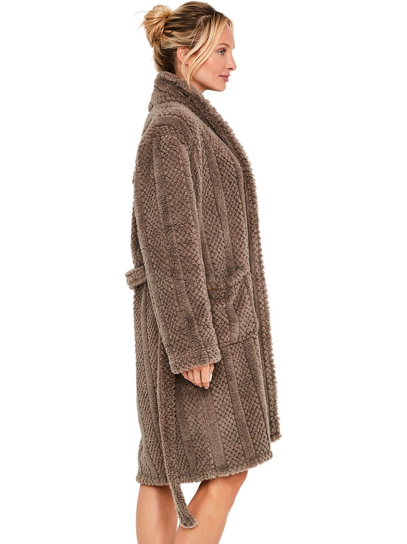 Robe de chambre col châle pc2 Marron - Kiabi