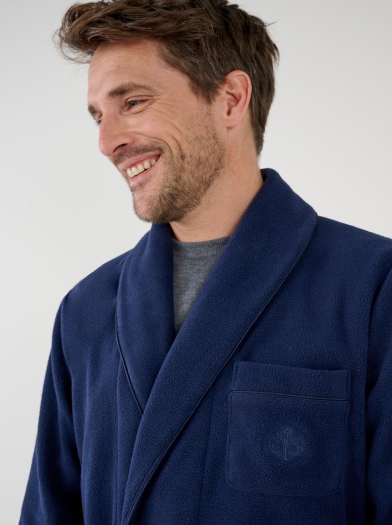 Robe de chambre courte Thermolactyl en maille polaire - Damart Bleu marine - Kiabi