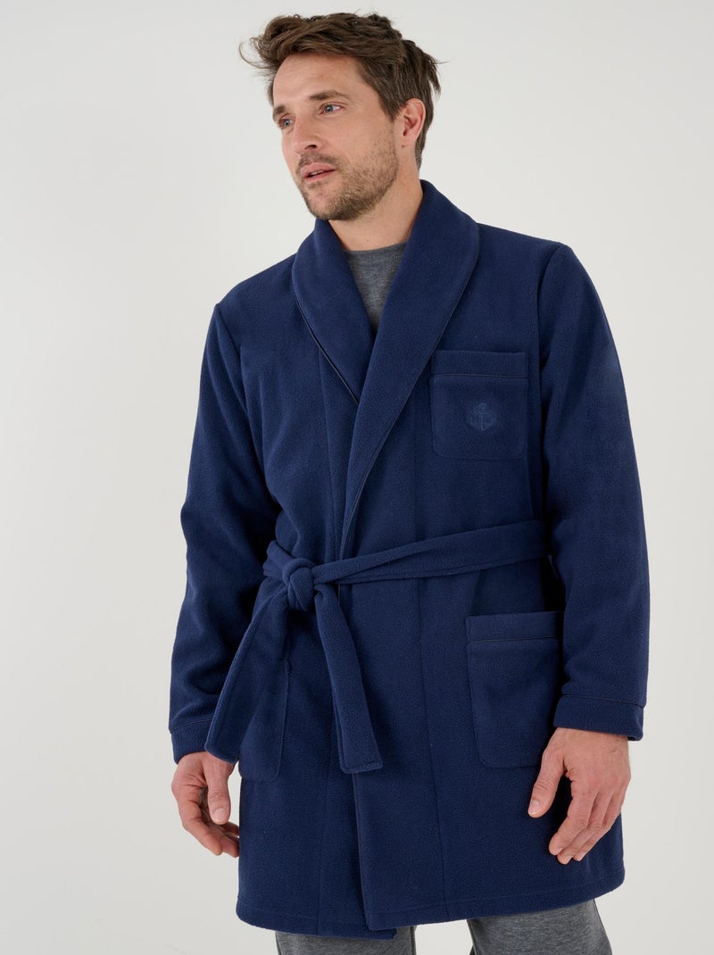 Robe de chambre courte Thermolactyl en maille polaire - Damart Bleu marine - Kiabi