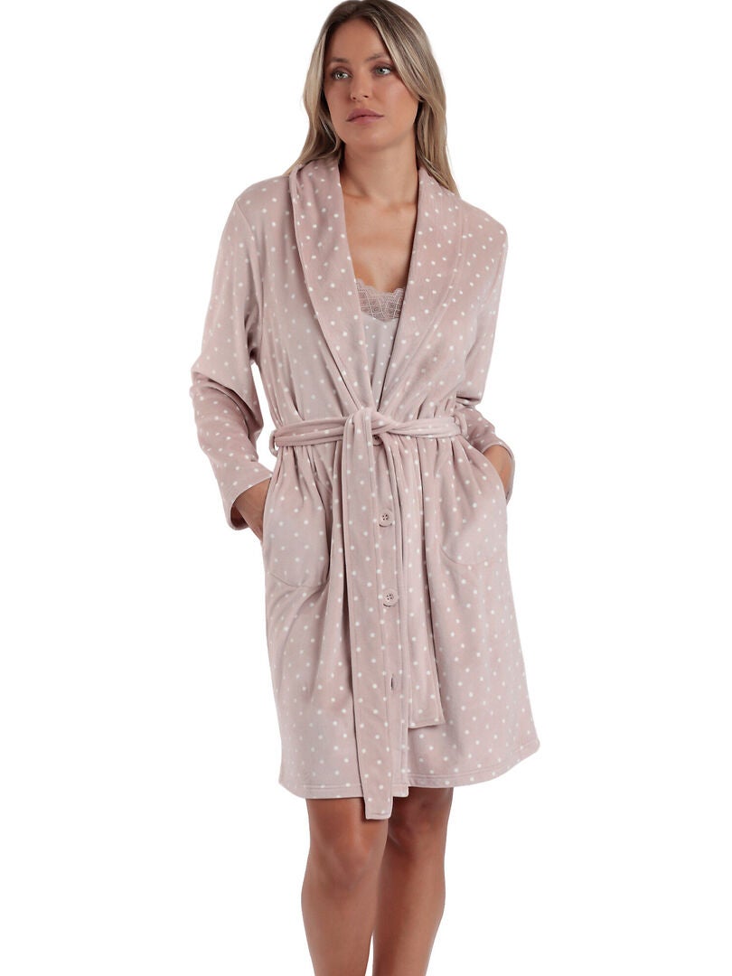 Robe de chambre Dots Lace Gris - Kiabi