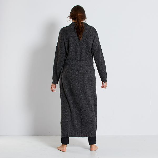 Robe de chambre en maille Lingerie du s au xxl gris foncé Kiabi