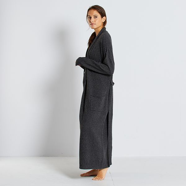 Robe de chambre en maille Lingerie du s au xxl gris foncé Kiabi