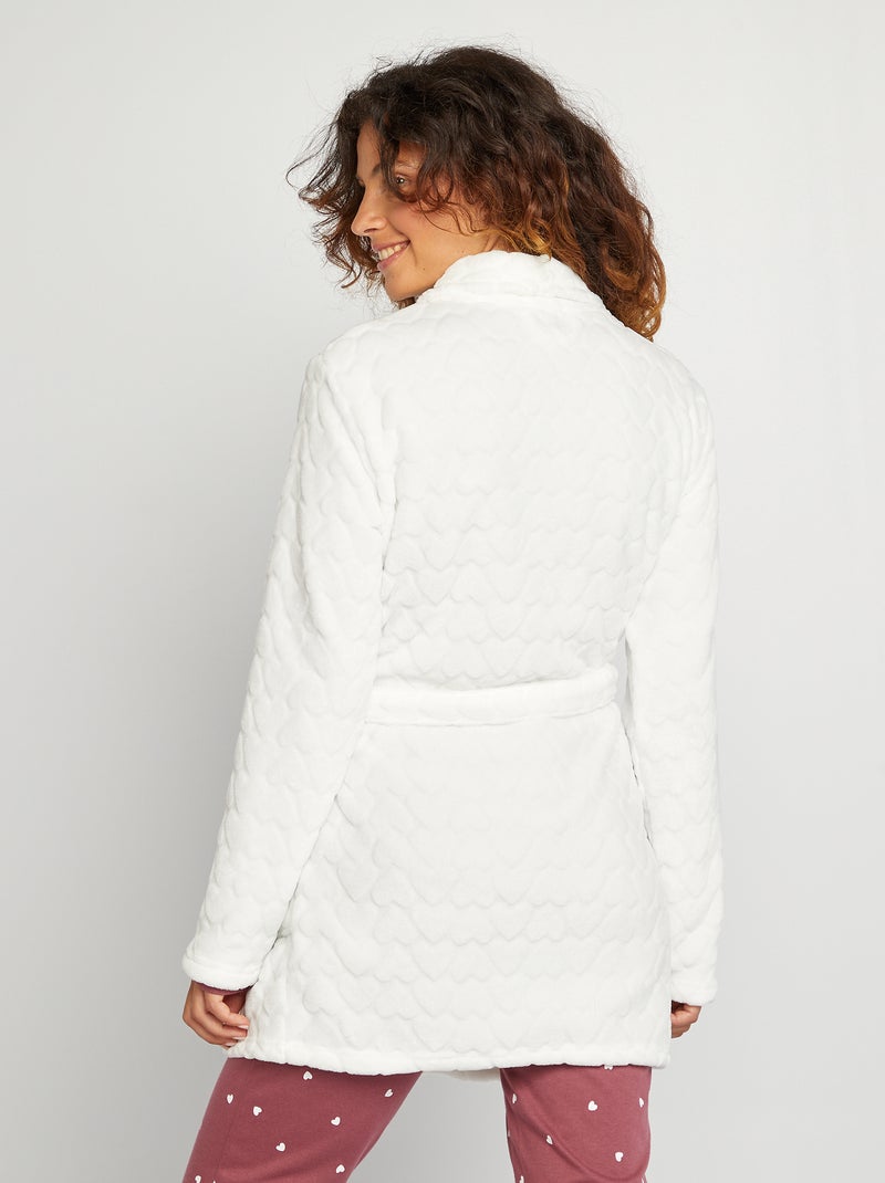 Robe de chambre en polaire blanc - Kiabi