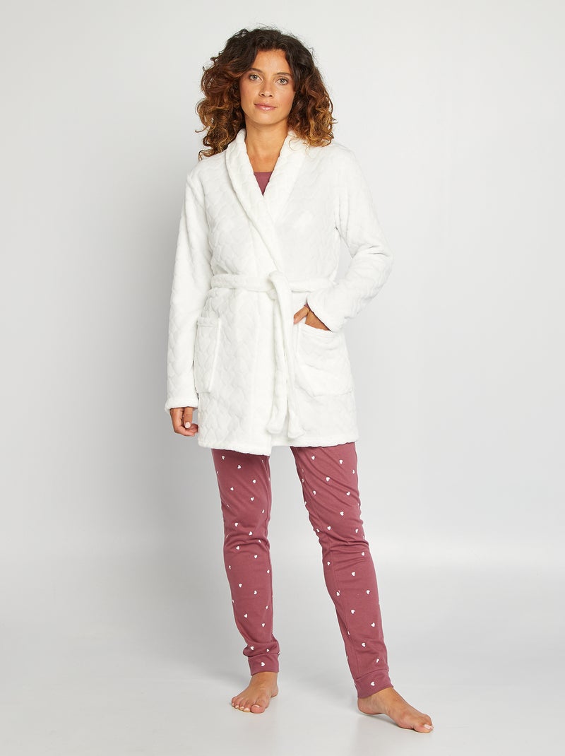 Robe de chambre en polaire blanc - Kiabi