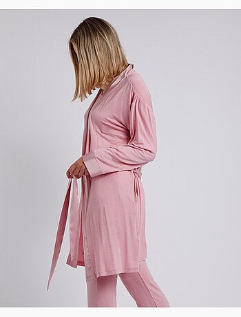 Robe de chambre en satin à manches longues et bandes pour femme ADMAS CLASSIC