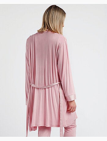 Robe de chambre en satin à manches longues et bandes pour femme ADMAS CLASSIC