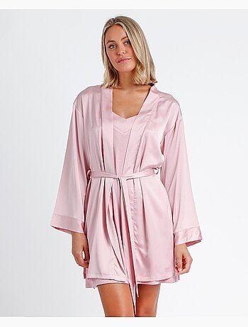 Robe de chambre en satin à manches longues et bandes pour femme ADMAS CLASSIC