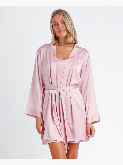 Robe de chambre en satin à manches longues et bandes pour femme ADMAS CLASSIC - Kiabi Robe de chambre en satin à manches longues et bandes pour femme ADMAS CLASSIC - Kiabi