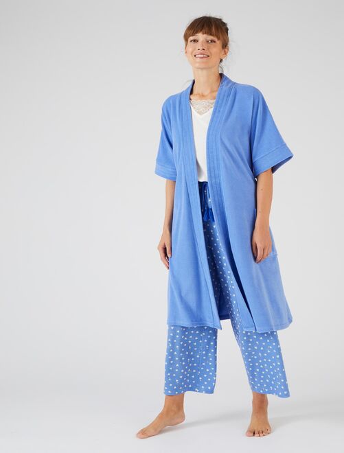 Robe de chambre forme kimono, maille bouclette  - Damart - Kiabi