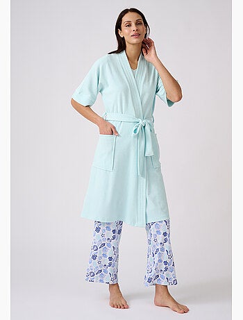 Robe de chambre forme kimono, maille bouclette - Damart