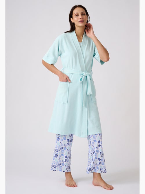 Robe de chambre forme kimono, maille bouclette  - damart - Kiabi