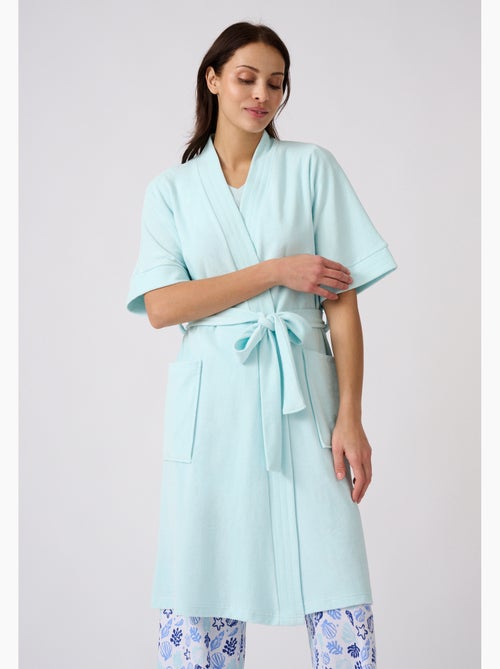 Robe de chambre forme kimono, maille bouclette  - damart - Kiabi