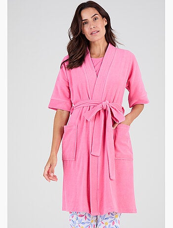 Robe de chambre forme kimono, maille bouclette - Damart
