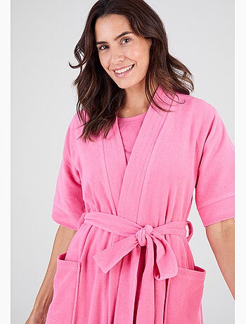 Robe de chambre forme kimono, maille bouclette - Damart