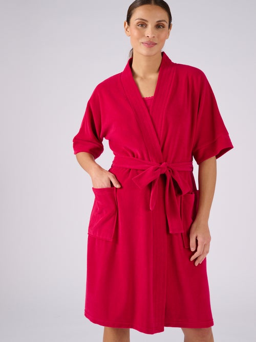 Robe de chambre forme kimono, maille bouclette  - Damart - Kiabi
