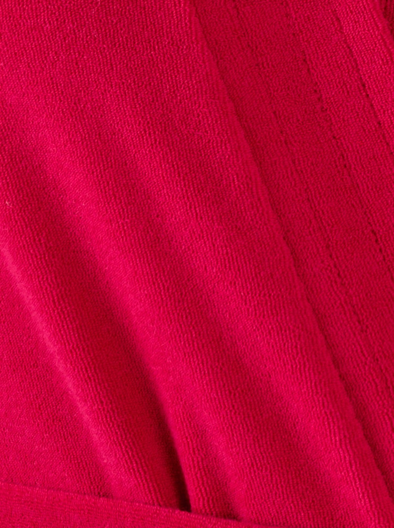 Robe de chambre forme kimono, maille bouclette  - Damart Rouge cerise - Kiabi