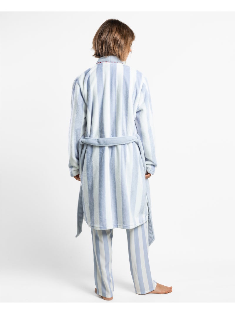 Robe de chambre light stripes Bleu - Kiabi