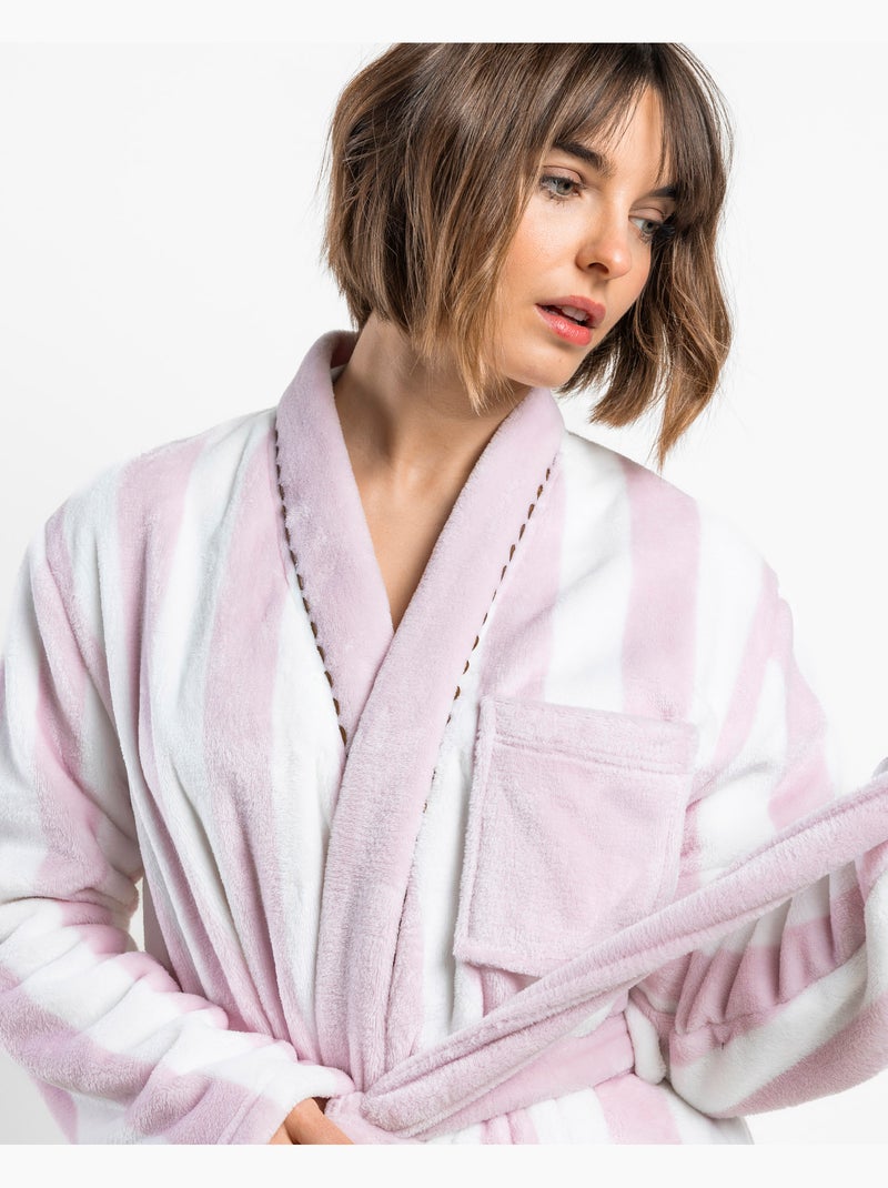 Robe de chambre light stripes Rose - Kiabi