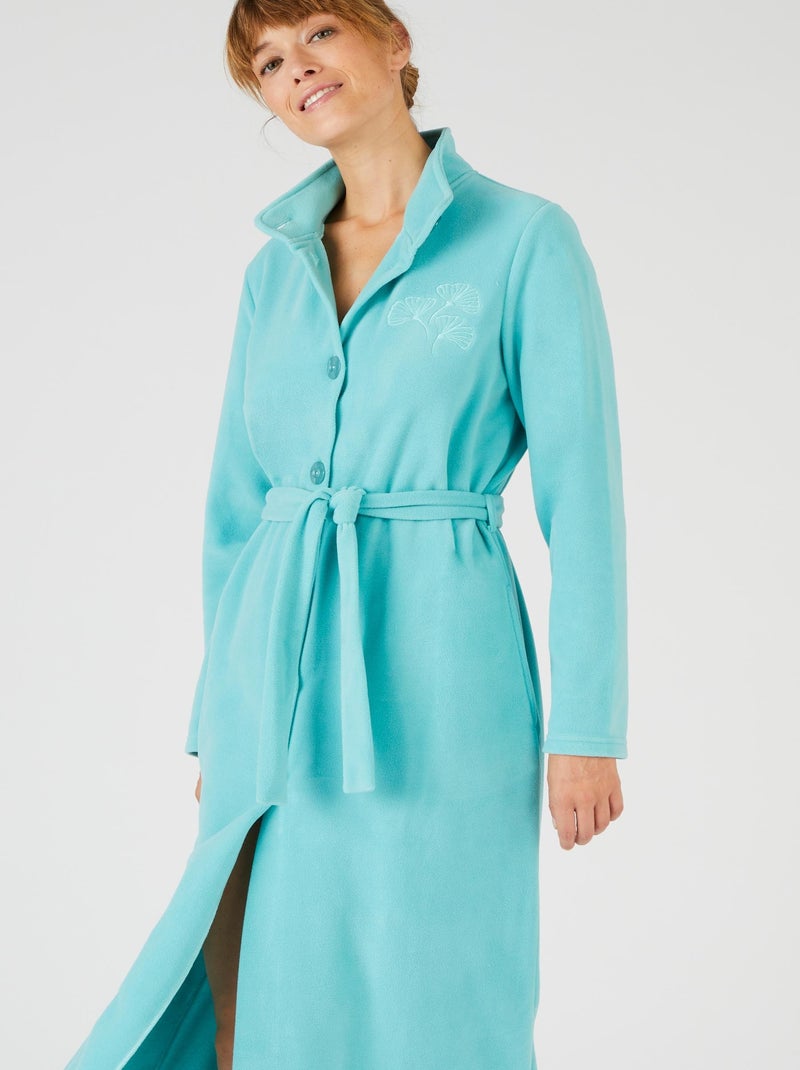 Robe de chambre longue en micropolaire Thermolactyl - Damart Bleu polaire - Kiabi