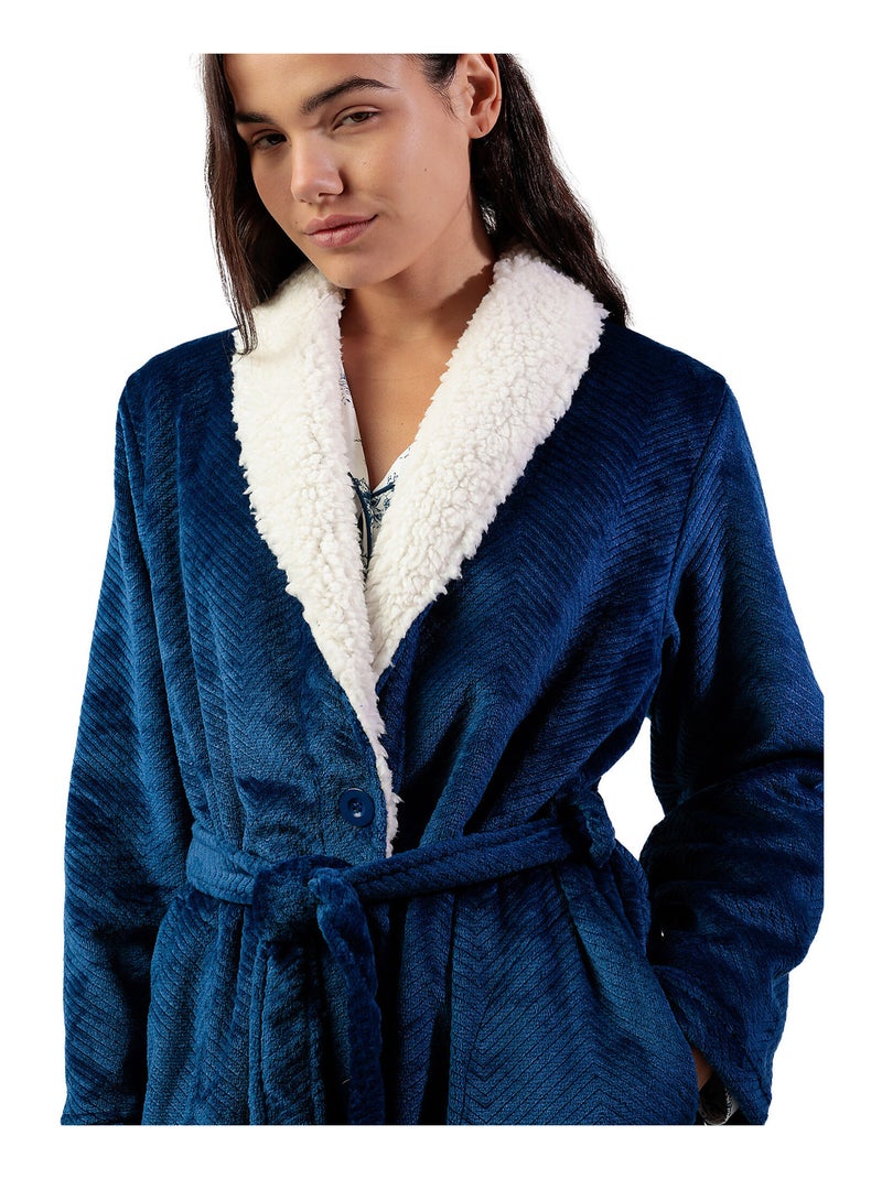 Robe de chambre Luxury Leaves Bleu - Kiabi