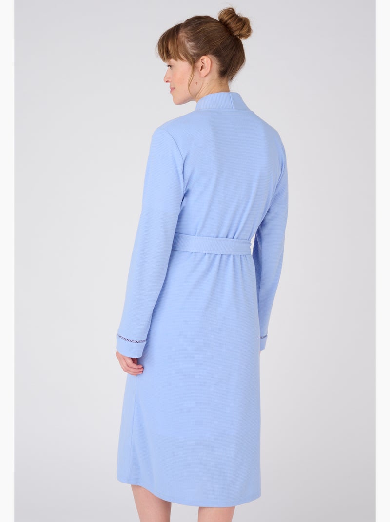 Robe de chambre maille fantaisie gaufrée - Damart Bleu - Kiabi