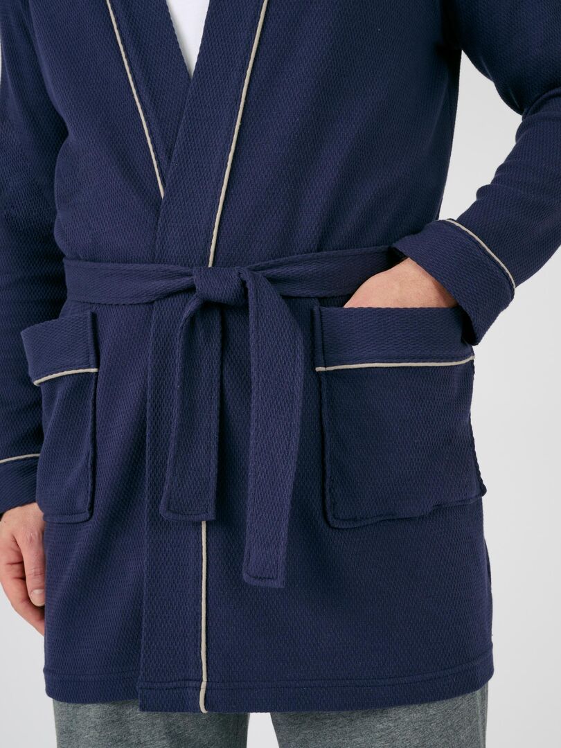 Robe de chambre maille nid d'abeille Damart Bleu marine Kiabi