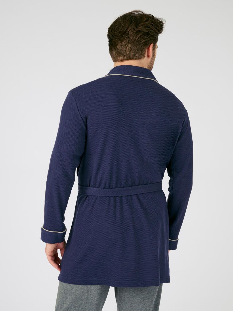 Robe de chambre maille nid d'abeille Damart Bleu marine Kiabi