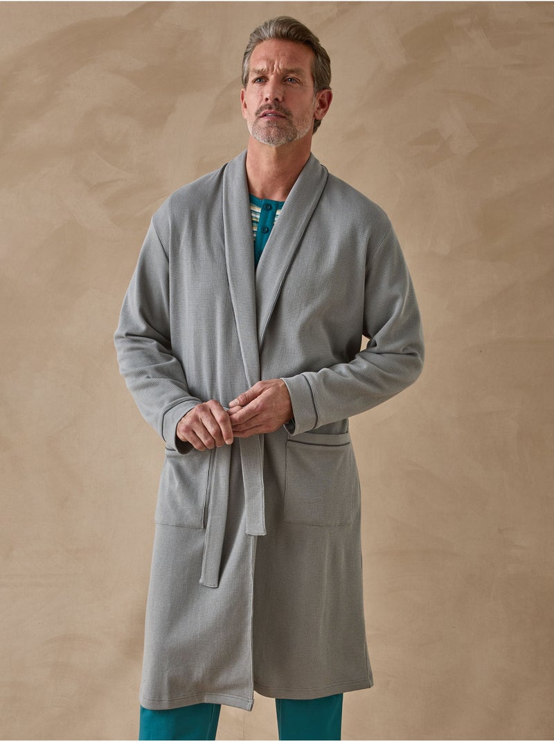 Robe de chambre maille nid d'abeille - DAXON Gris - Kiabi