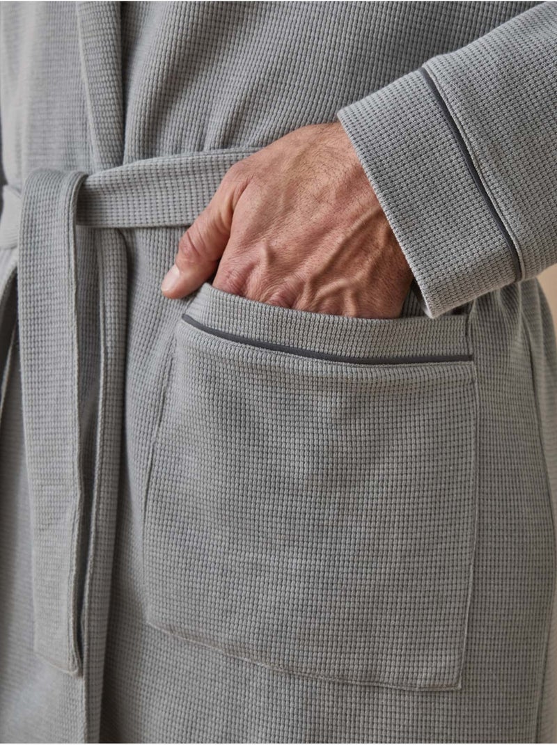 Robe de chambre maille nid d'abeille - DAXON Gris - Kiabi
