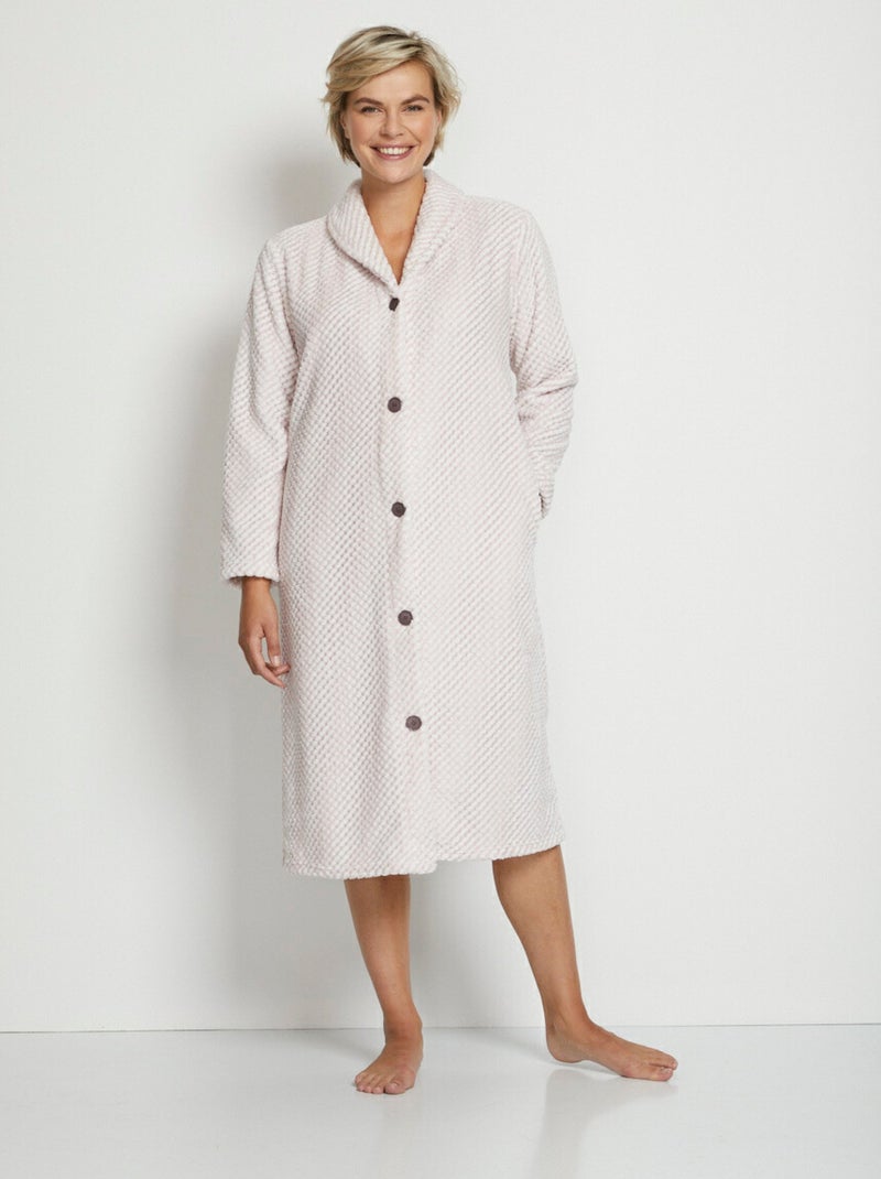 Robe de chambre maille peluche fantaisie Beige - Kiabi