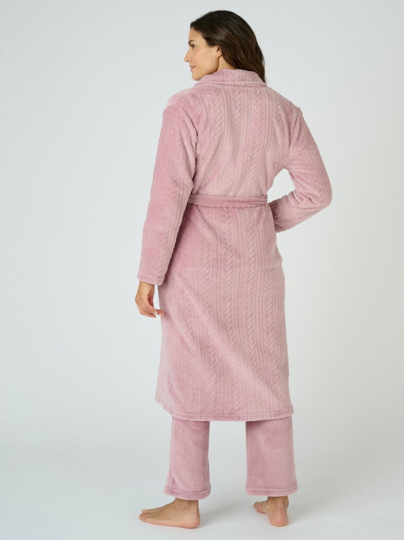 Robe de chambre maille reliéfée Thermolactyl - Damart Mauve - Kiabi