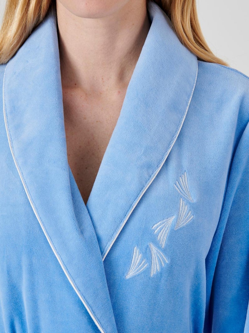 Robe de chambre maille velours - Damart Bleu - Kiabi