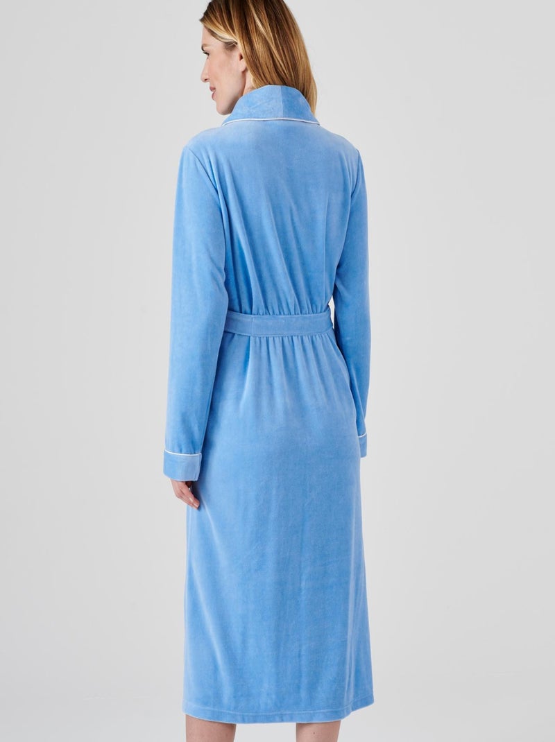Robe de chambre maille velours - Damart Bleu - Kiabi