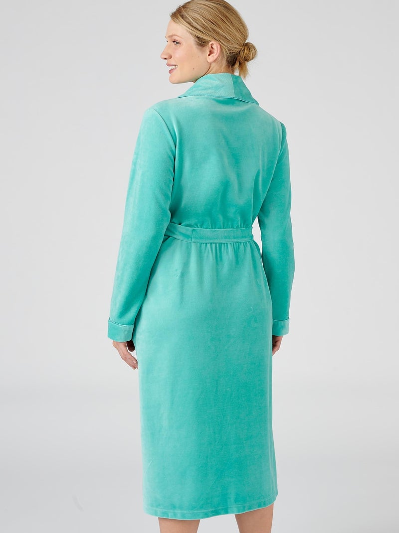 Robe de chambre maille velours - Damart Bleu polaire - Kiabi