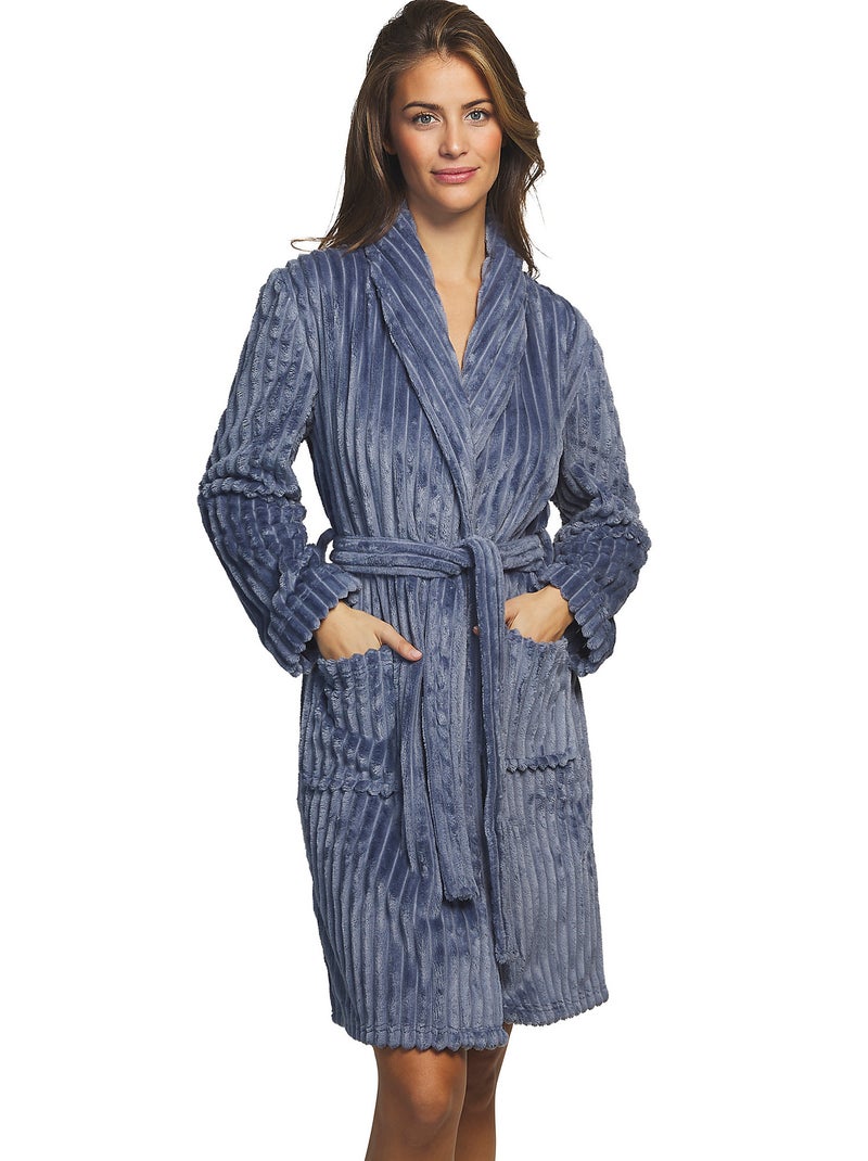 Robe de chambre manches longues Supersoft Bleu - Kiabi