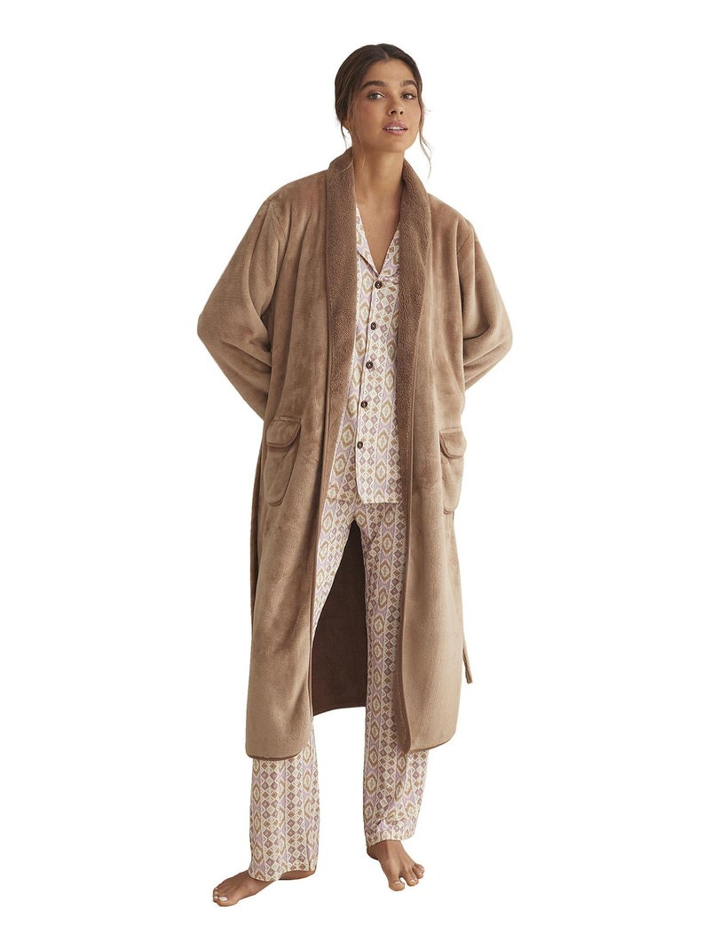 Robe de chambre mi-longue peignoir SUPERSOFT COMPLEMENTOS Marron - Kiabi