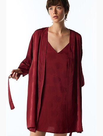 Robe de chambre orquidea en satin à manches courtes et fleurs penti