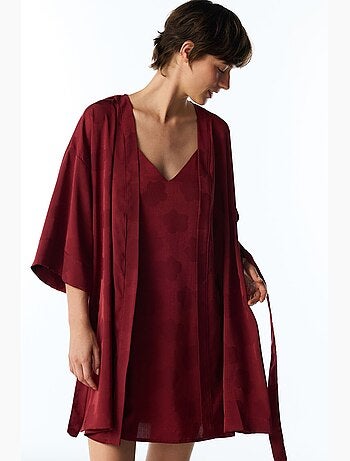 Robe de chambre orquidea en satin à manches courtes et fleurs penti