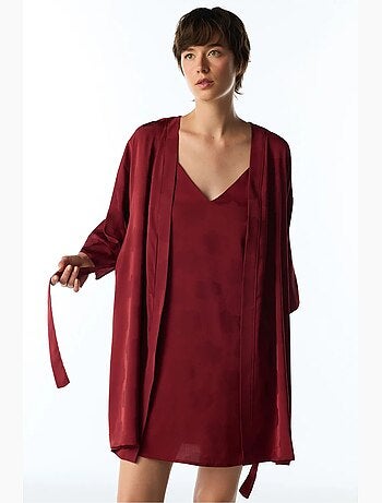 Robe de chambre orquidea en satin à manches courtes et fleurs penti
