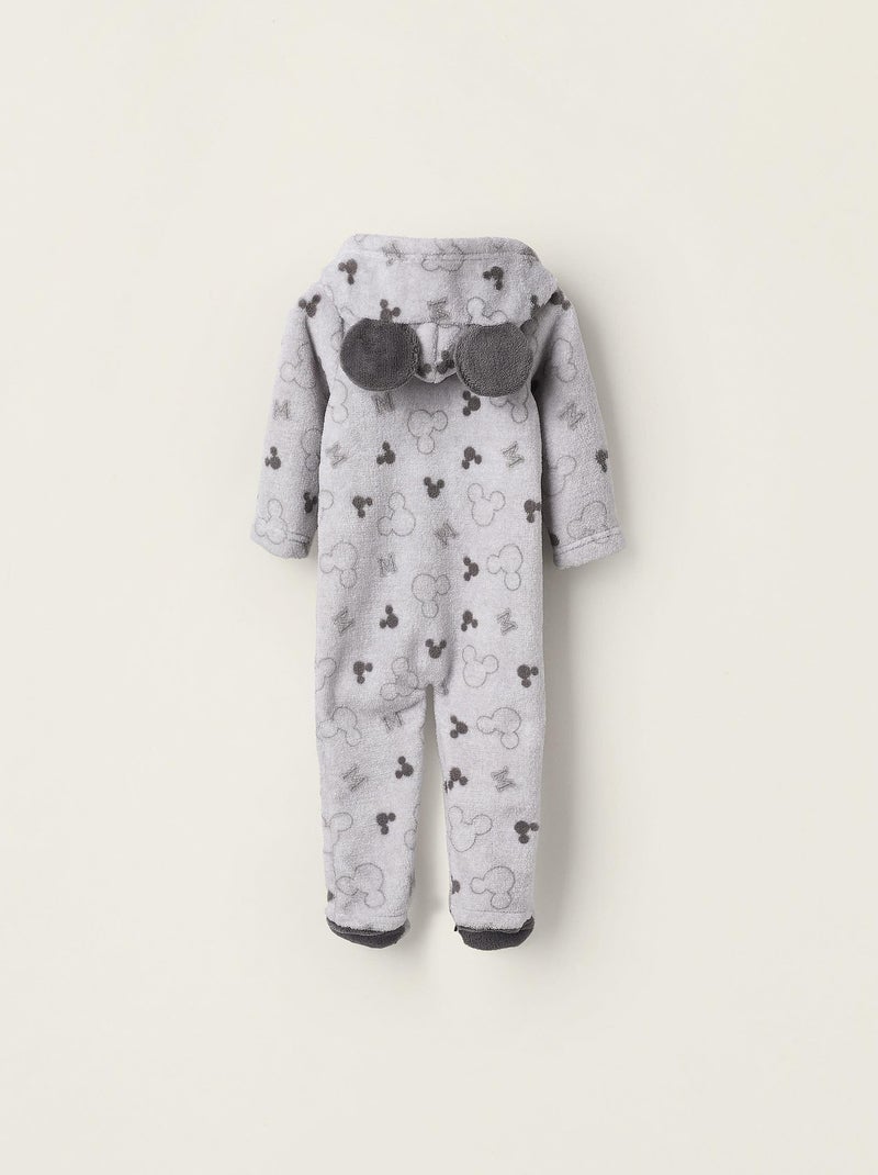 Robe de chambre ours en peluche, imprimé Mickey, avec capuche et petites oreilles MICKEY Gris clair - Kiabi