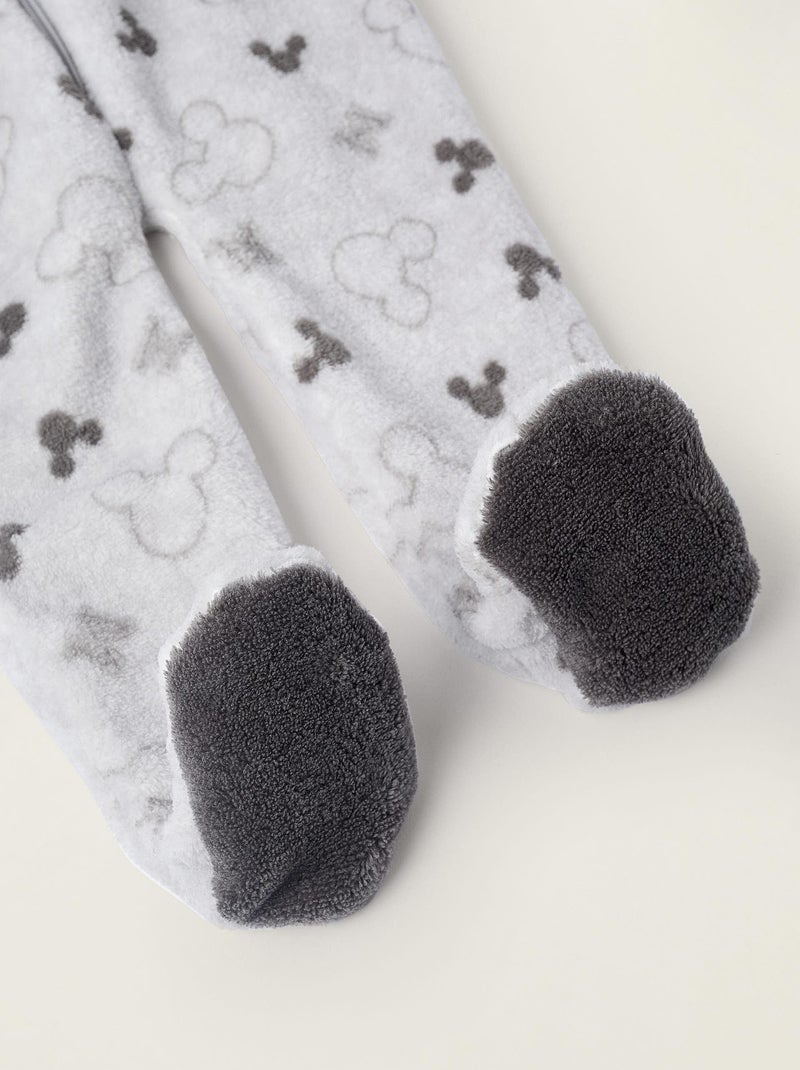 Robe de chambre ours en peluche, imprimé Mickey, avec capuche et petites oreilles MICKEY Gris clair - Kiabi