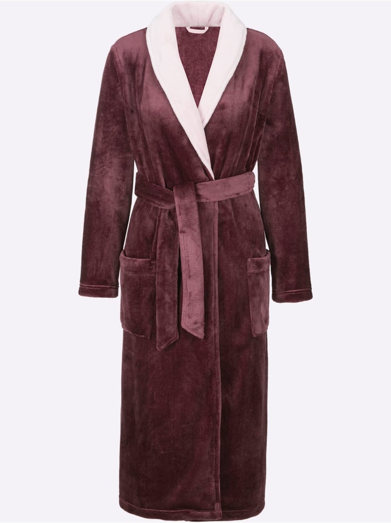 Robe De Chambre Polaire Toute Douce - Taille Standard - Witt Bordeaux - Kiabi
