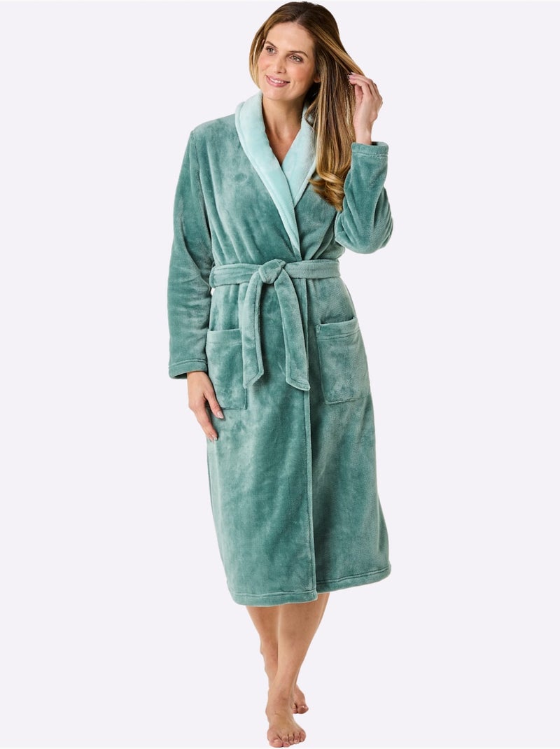 Robe De Chambre Polaire Toute Douce - Taille Standard - Witt Vert - Kiabi