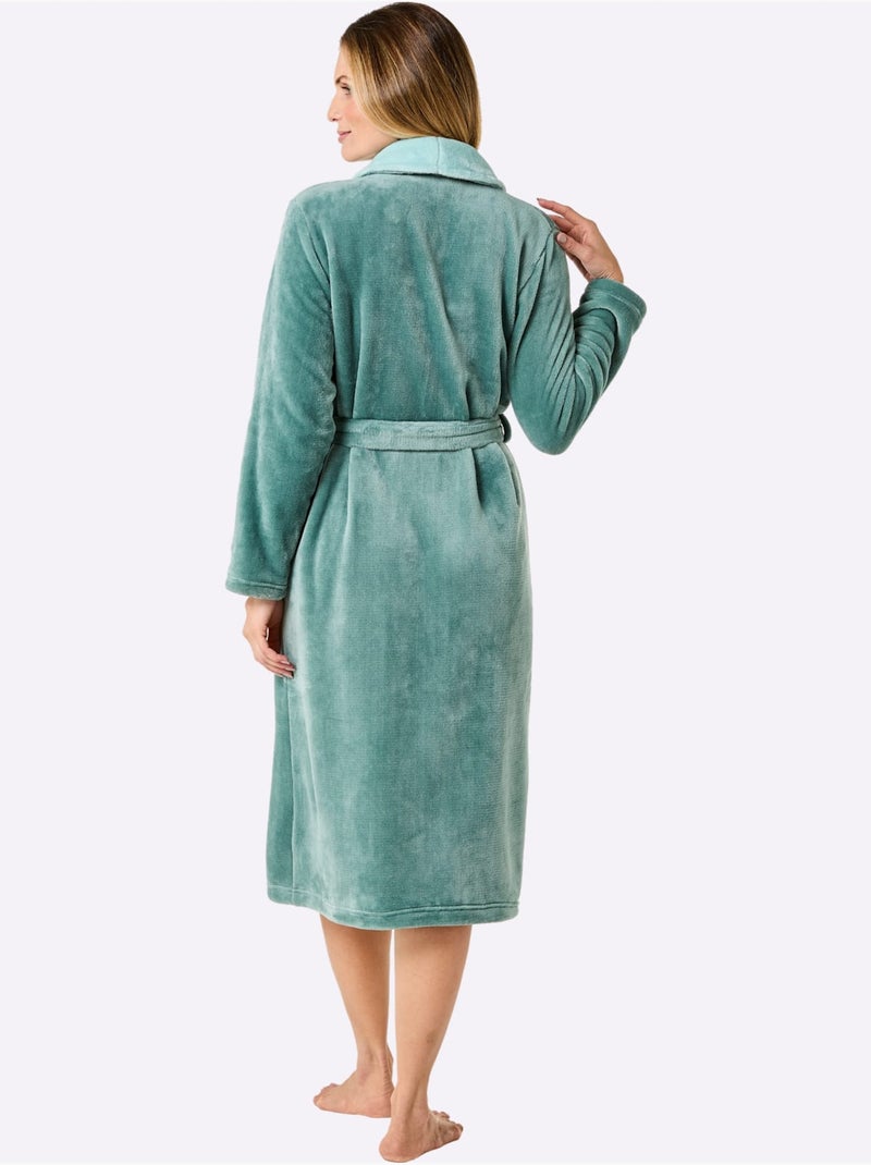 Robe De Chambre Polaire Toute Douce - Taille Standard - Witt Vert - Kiabi